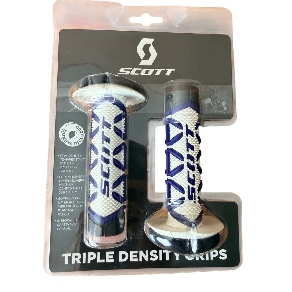 Scott Triple Density MX Grips Blue White Diamond Pattern 219626-1006 New